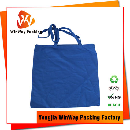 CT-012 Cheap price blue color 100% natural cotton canvas tote bag long handle