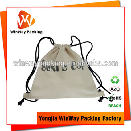 CT-020 Suki design factory price printed bakcpack style cotton bag drawstring