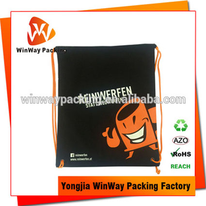 CT-022 China manufactrer custom black cotton drawstring bag